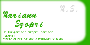 mariann szopri business card